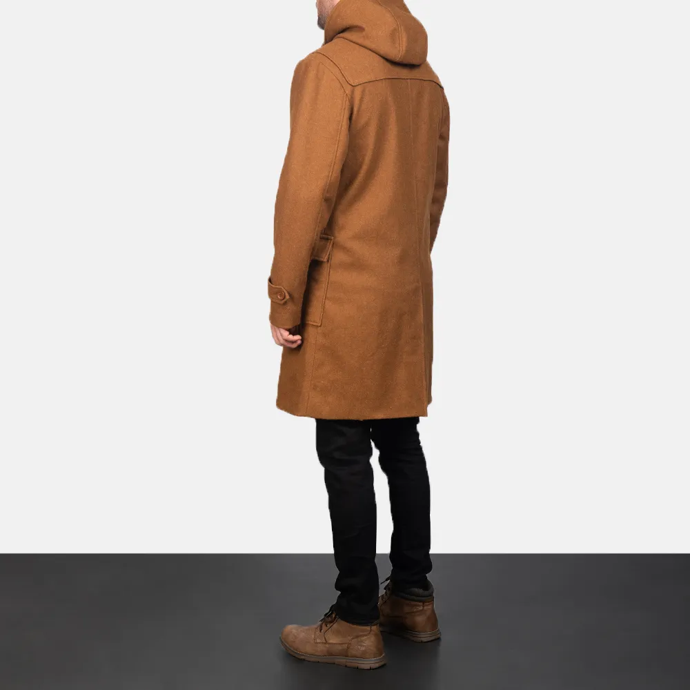 Drake Khaki Wool Hooded Duffle Coat