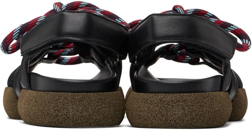 Dries Van Noten Black Lace-Up Sandals