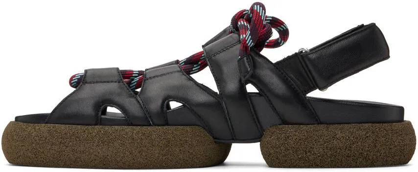 Dries Van Noten Black Lace-Up Sandals