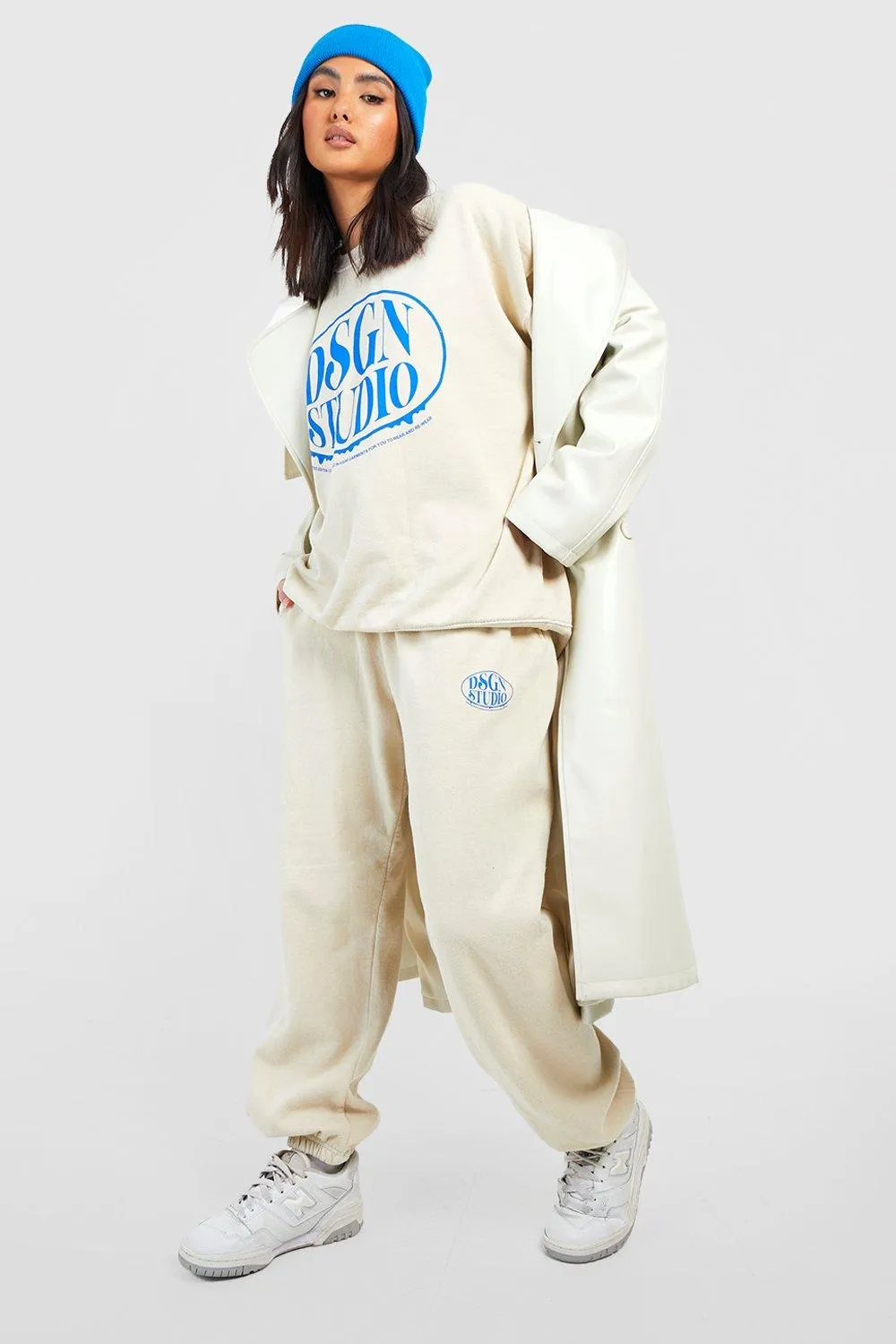 Dsgn Studio Overdyed Collegiate Slogan Sweater Tracksuit