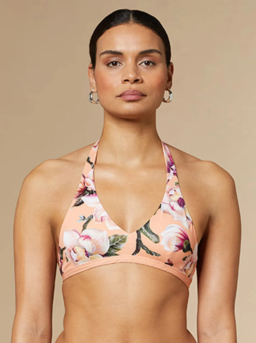 Eliza Halterneck Bikini Top Peach