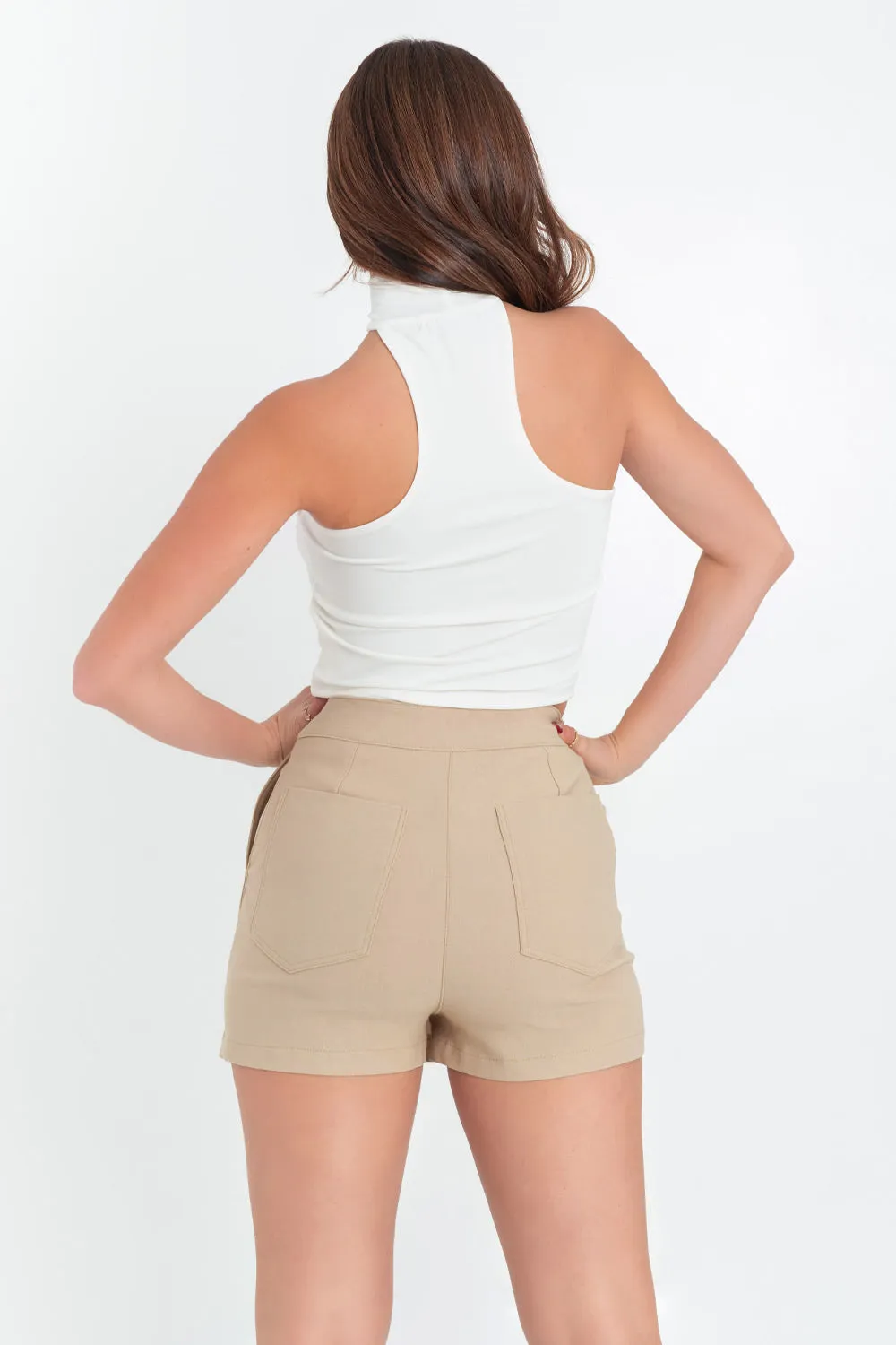 Falda short con cremallera en contraste