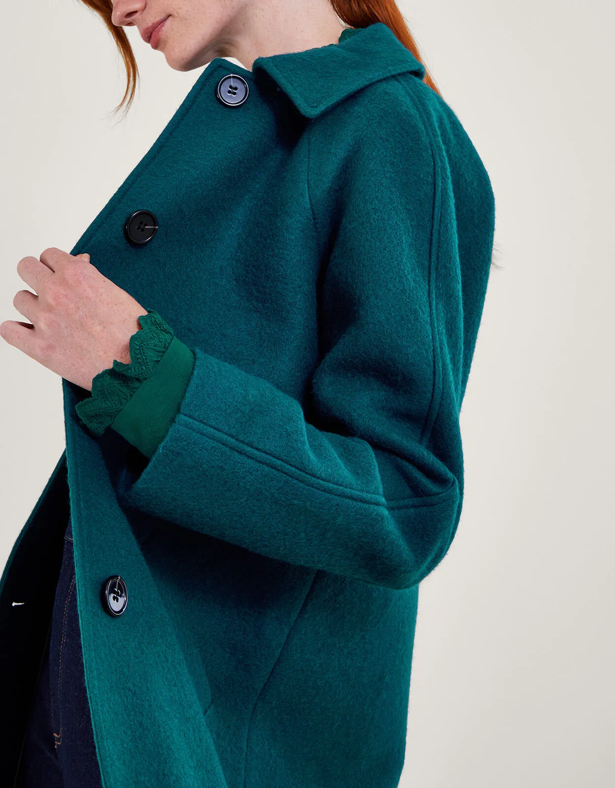 Farah Single Breasted Coat Teal