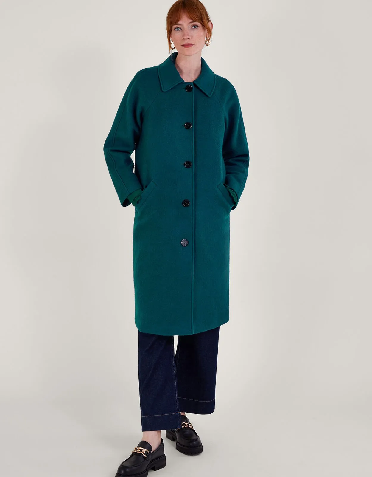 Farah Single Breasted Coat Teal