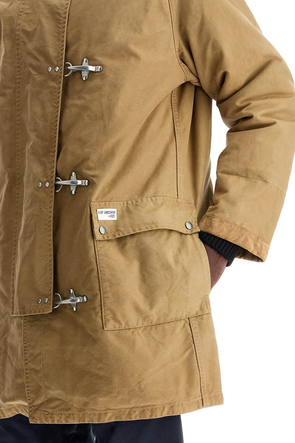 Fay Archive Padded Canvas Jacket Coat   Beige