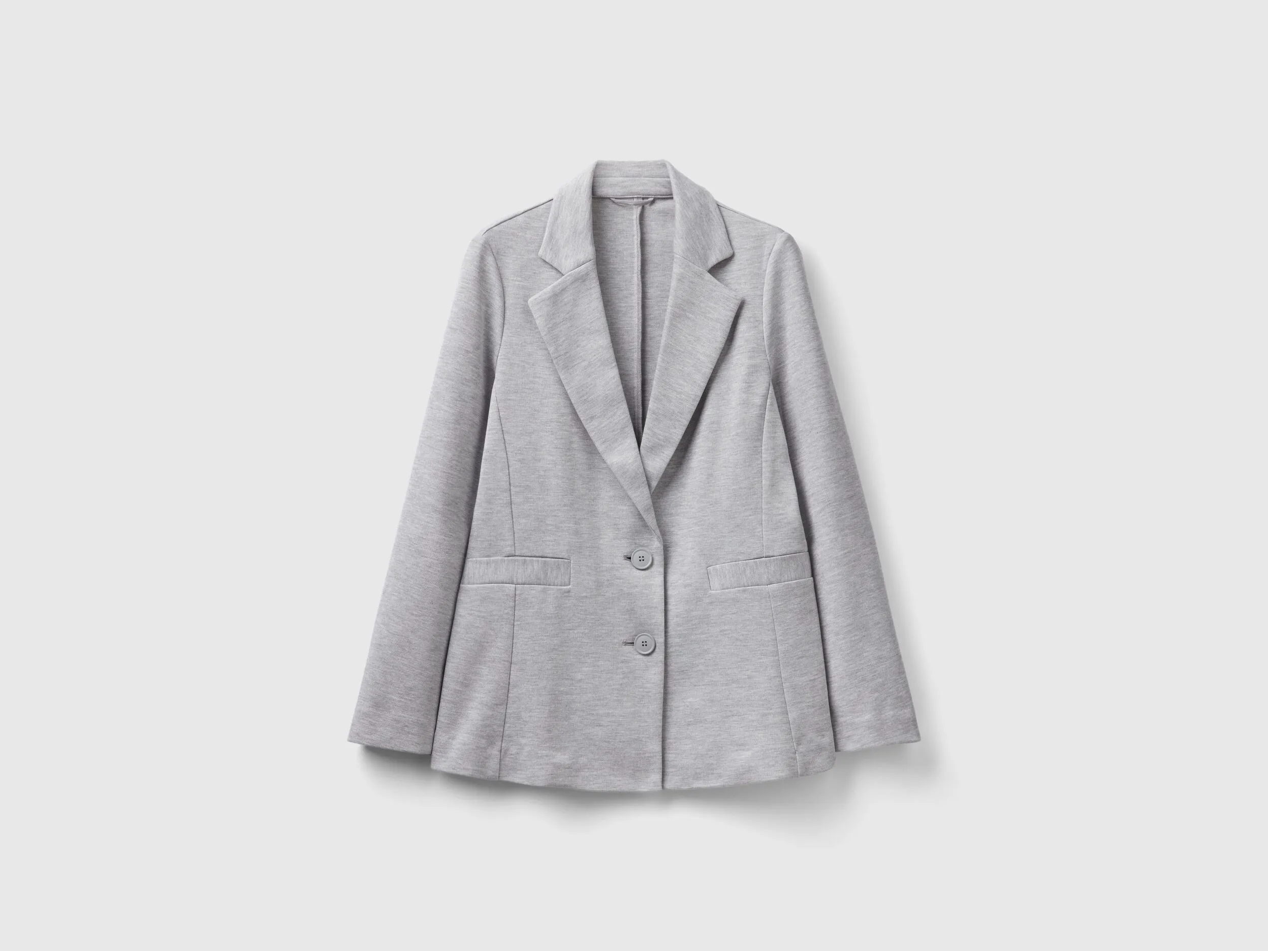 Fitted blazer in cotton blend - Light Gray | Benetton