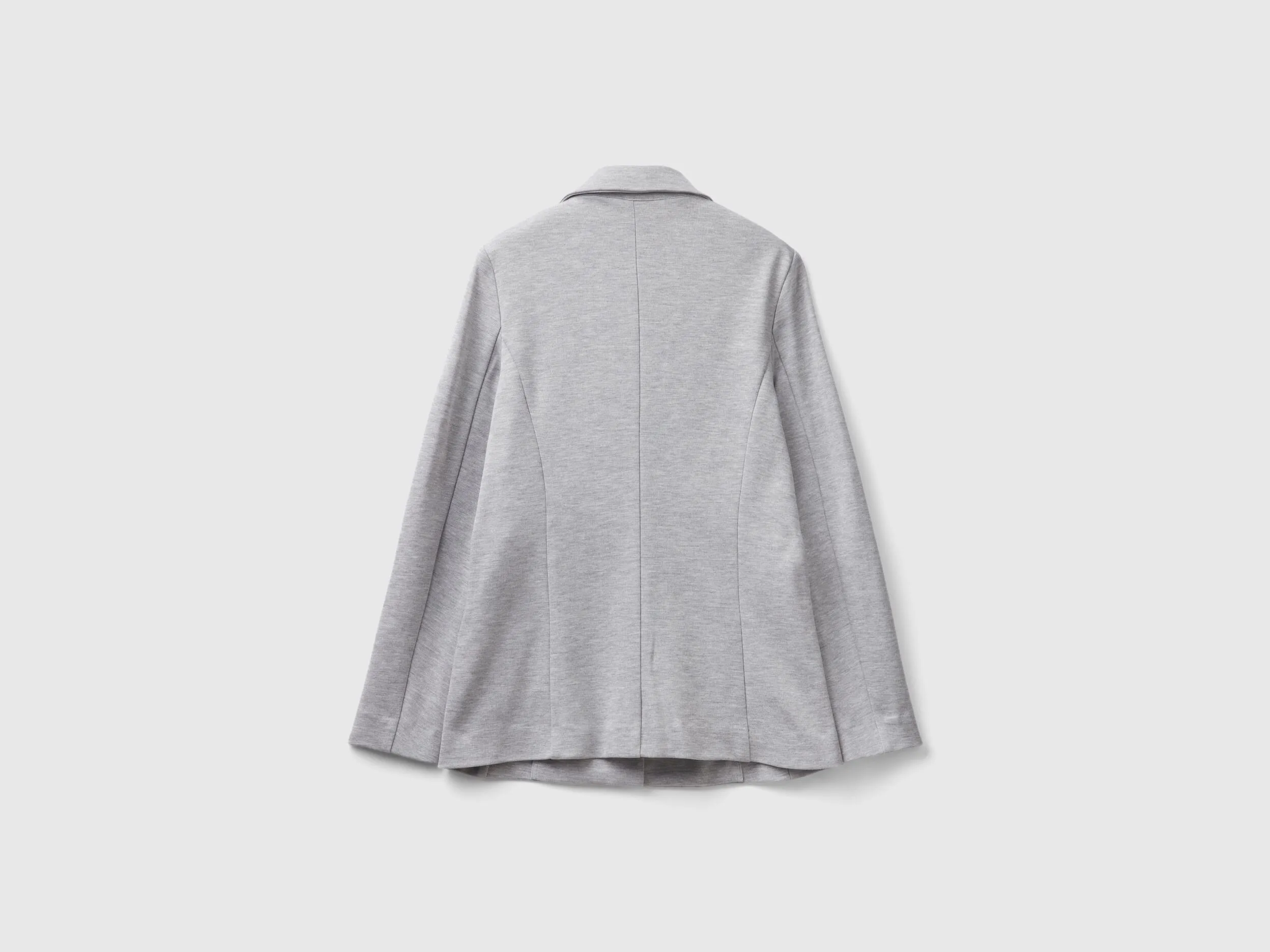 Fitted blazer in cotton blend - Light Gray | Benetton