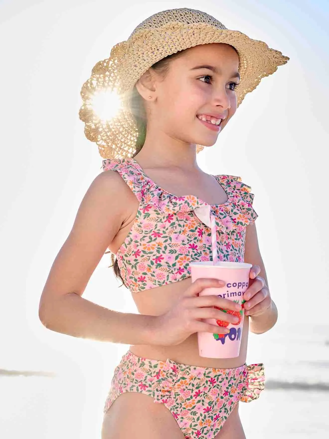 Floral Print Bikini - pale pink