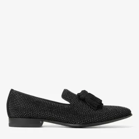 Foxley/m Black Suede Slippers with Crystals