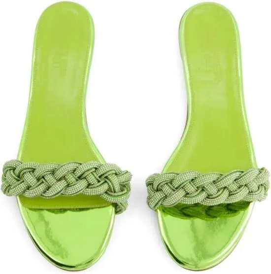 Giambattista Valli crystal-embellished braided sandals Green