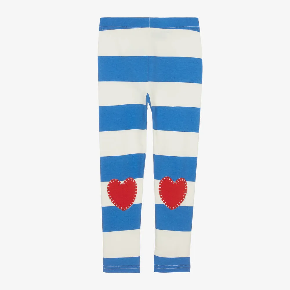 Girls Striped Cotton Heart Leggings