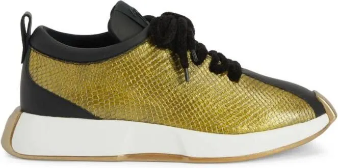 Giuseppe Zanotti Ferox snakeskin-effect panelled sneakers Gold