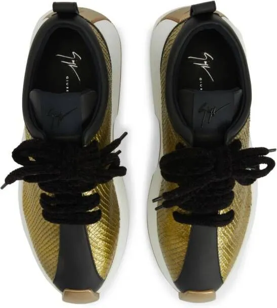 Giuseppe Zanotti Ferox snakeskin-effect panelled sneakers Gold