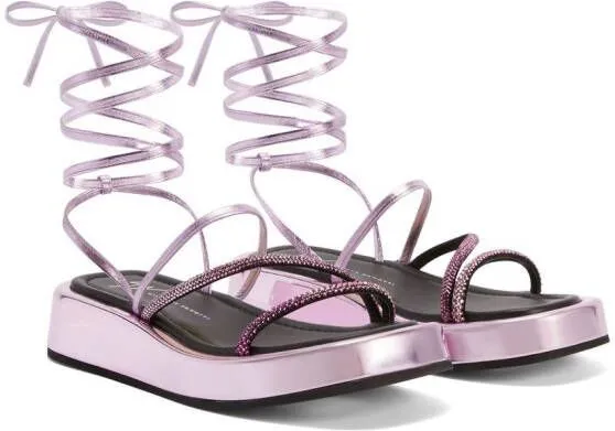 Giuseppe Zanotti lace-up metallic sandals Pink