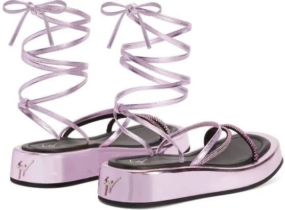 Giuseppe Zanotti lace-up metallic sandals Pink