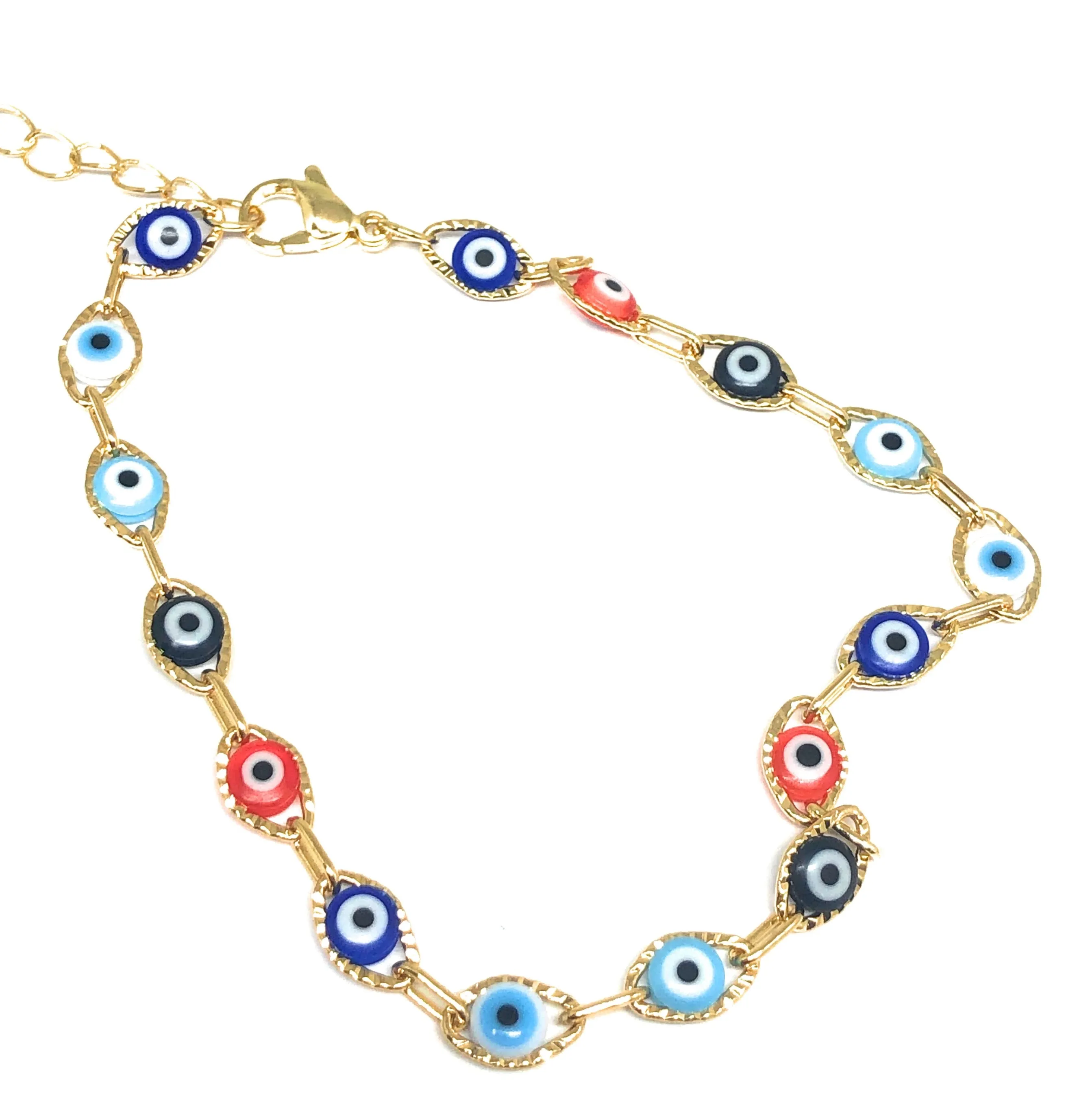 Gold Plated Evil Eye Ankle Bracelet 8-11”