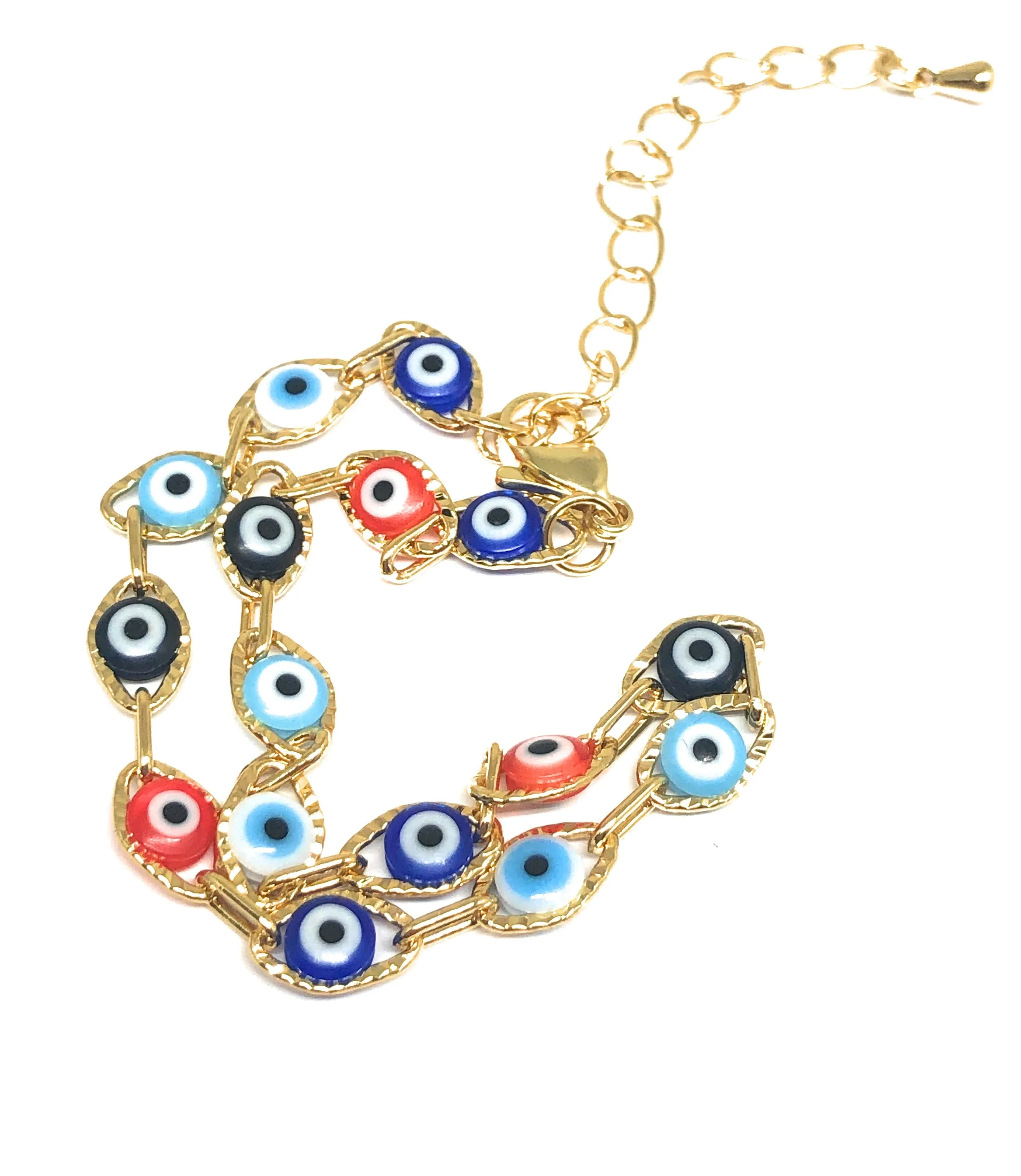 Gold Plated Evil Eye Ankle Bracelet 8-11”