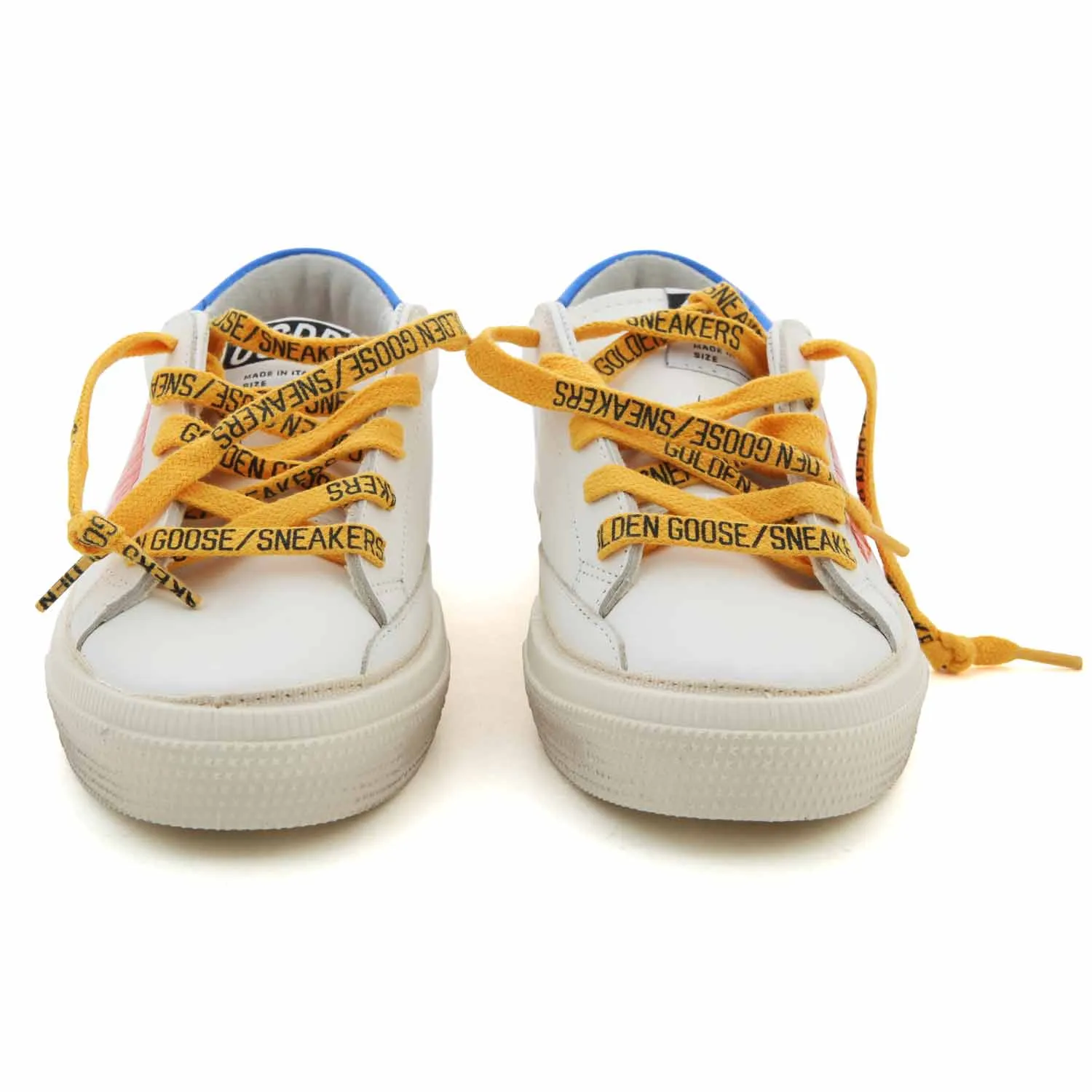 Golden Goose White Sstar Sneakers With Orange Star