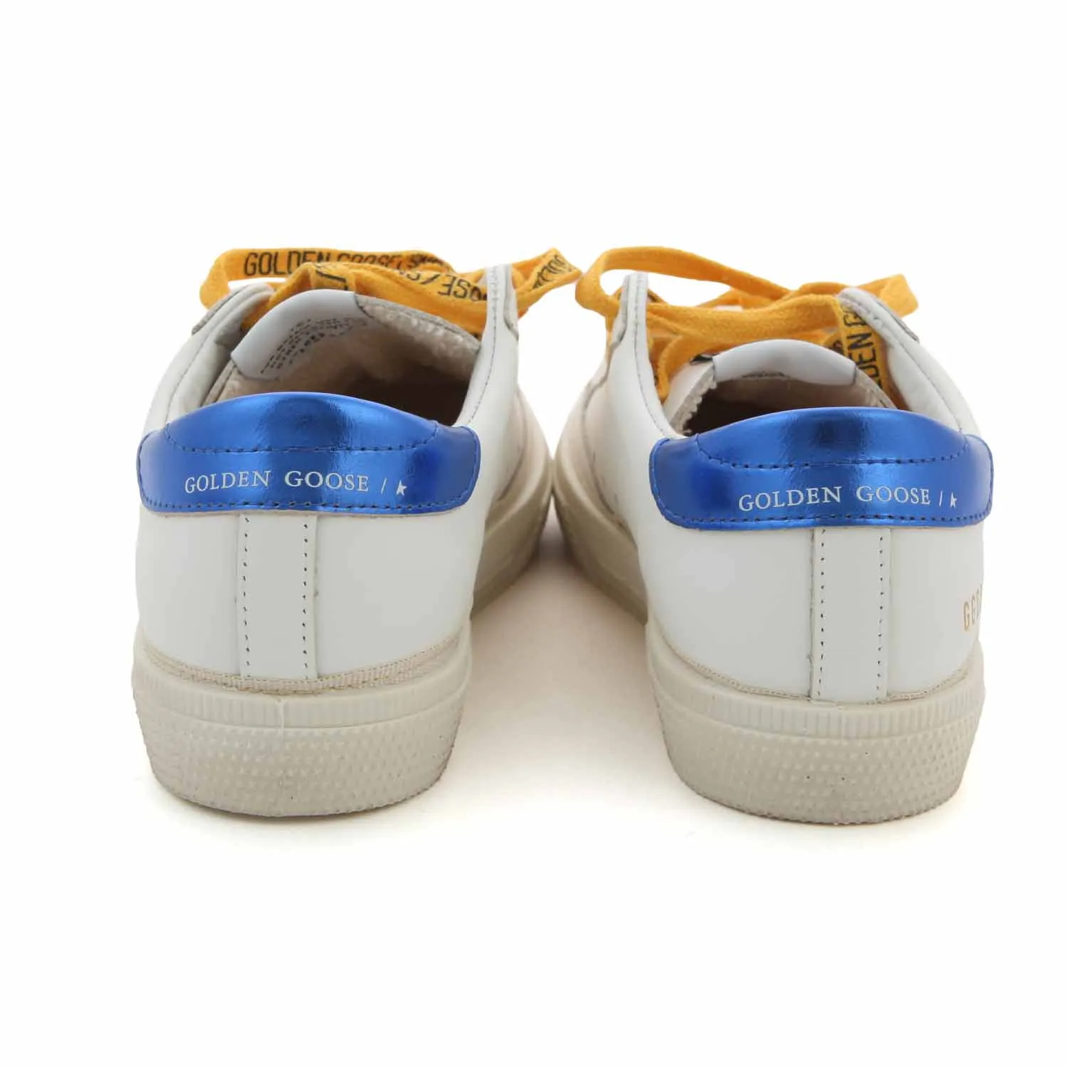 Golden Goose White Sstar Sneakers With Orange Star