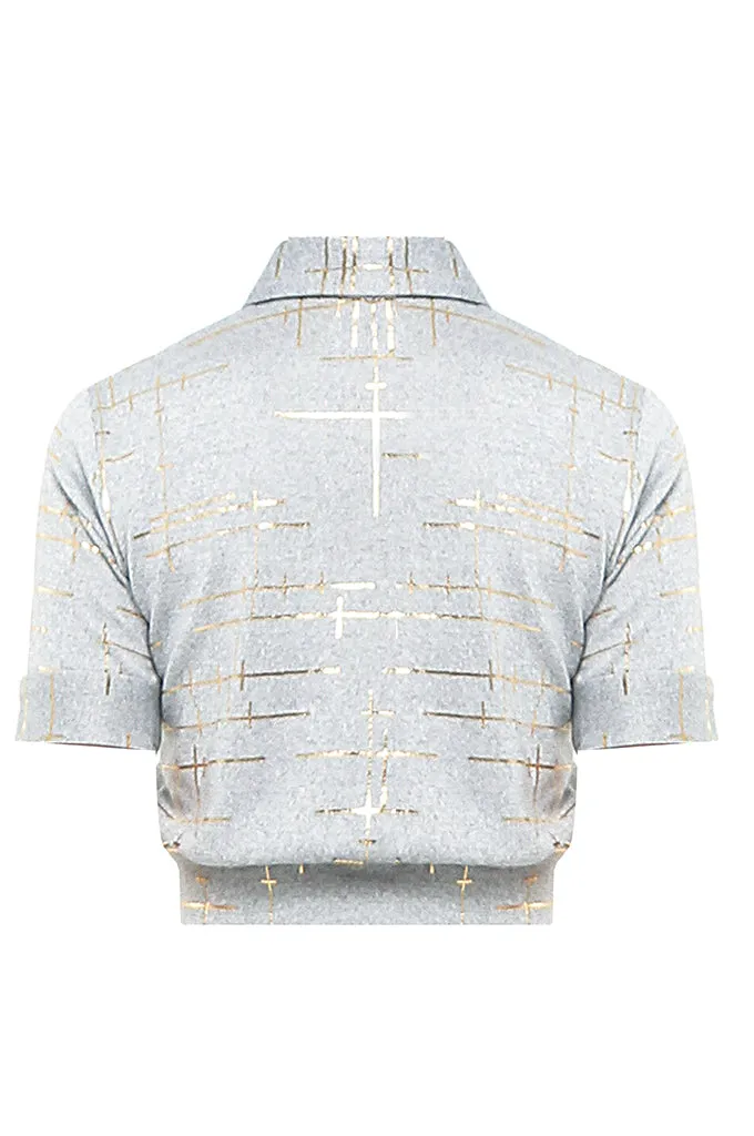 Gray Marble Polo Top