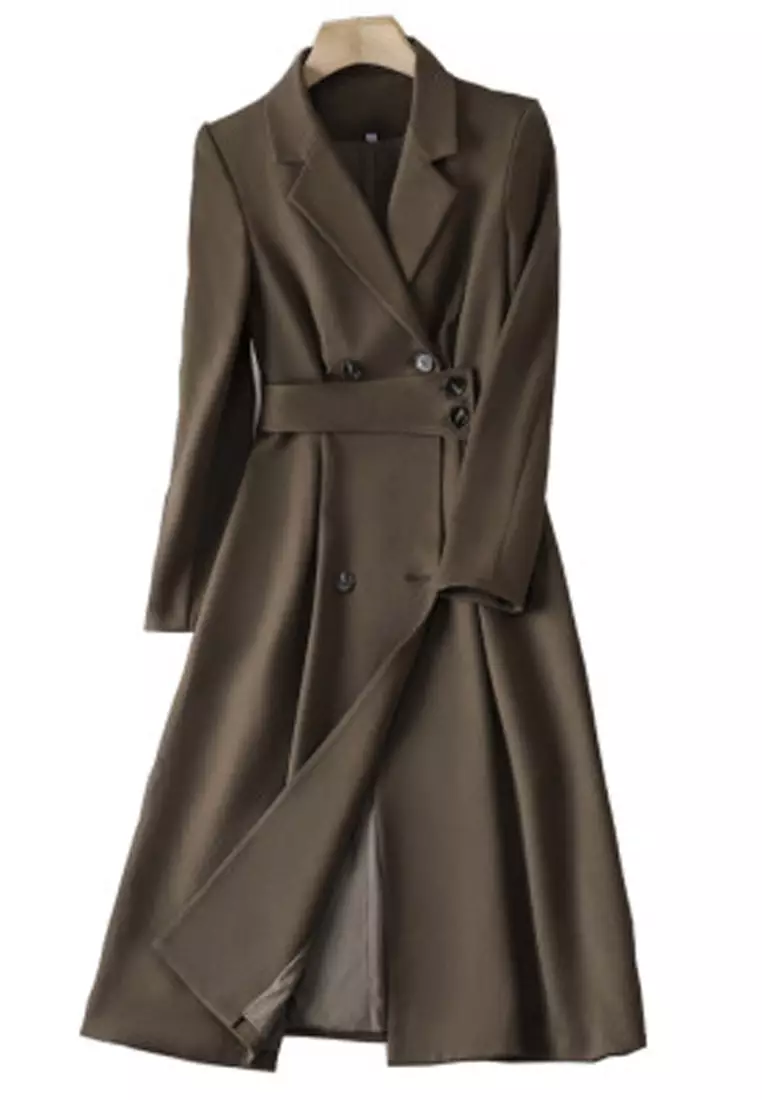 Halo Slim Lapel Long Trench Coat