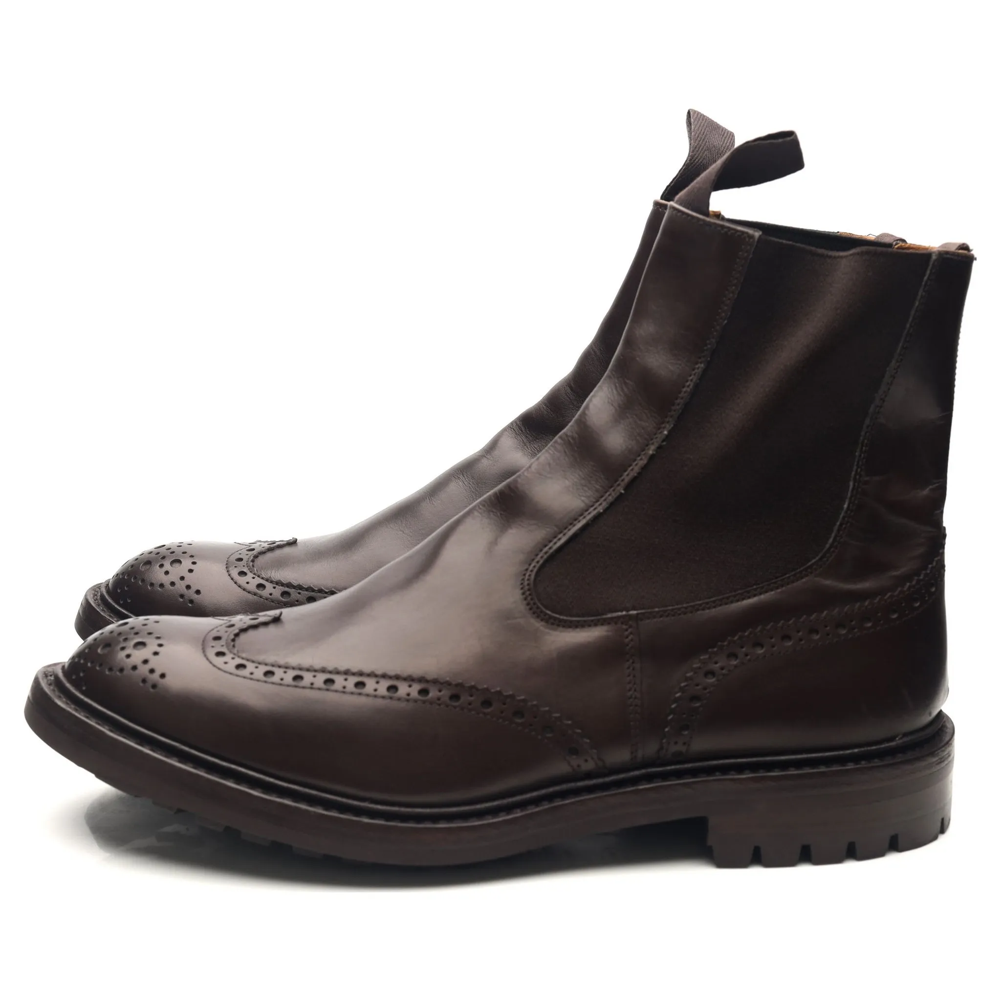 'Henry' Dark Brown Leather Dealer Boots UK 11