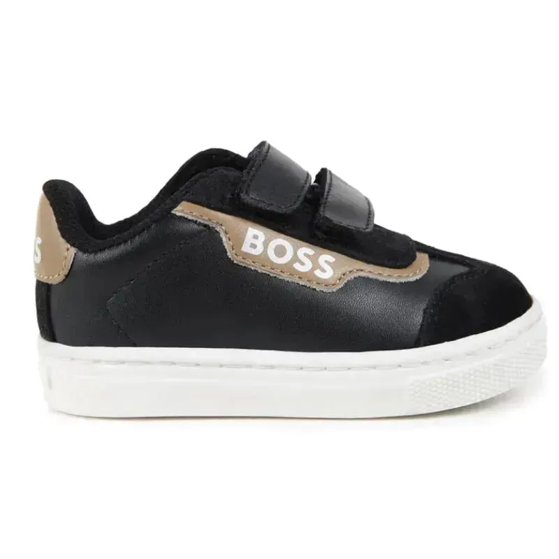 Hugo Boss Baby - Sneakers In Leather & Mesh, Black