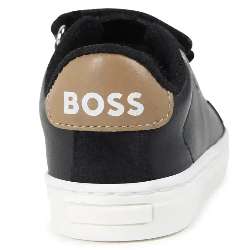 Hugo Boss Baby - Sneakers In Leather & Mesh, Black