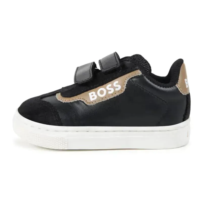 Hugo Boss Baby - Sneakers In Leather & Mesh, Black