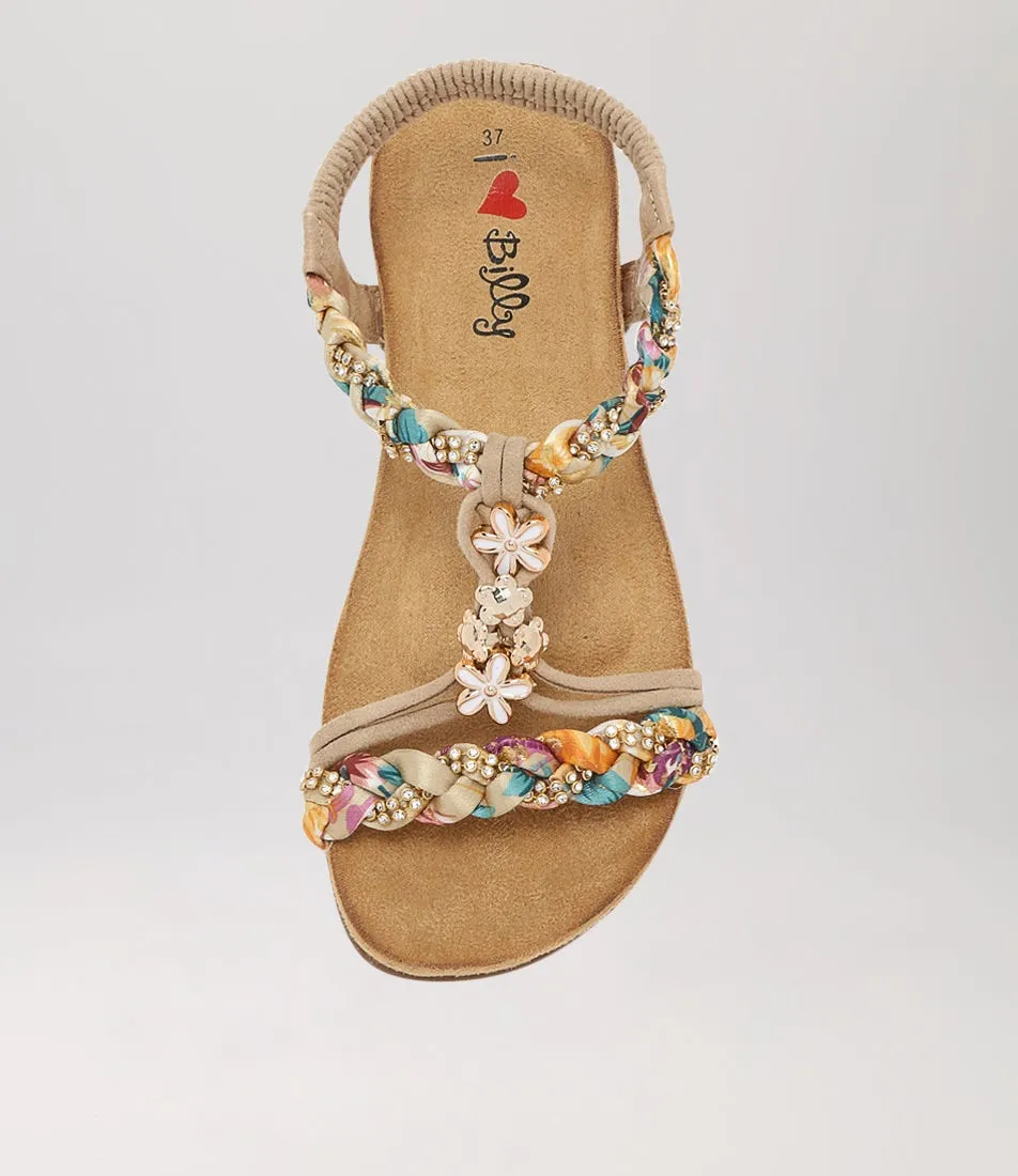 I LOVE BILLY Frose Beige Multi Sandals