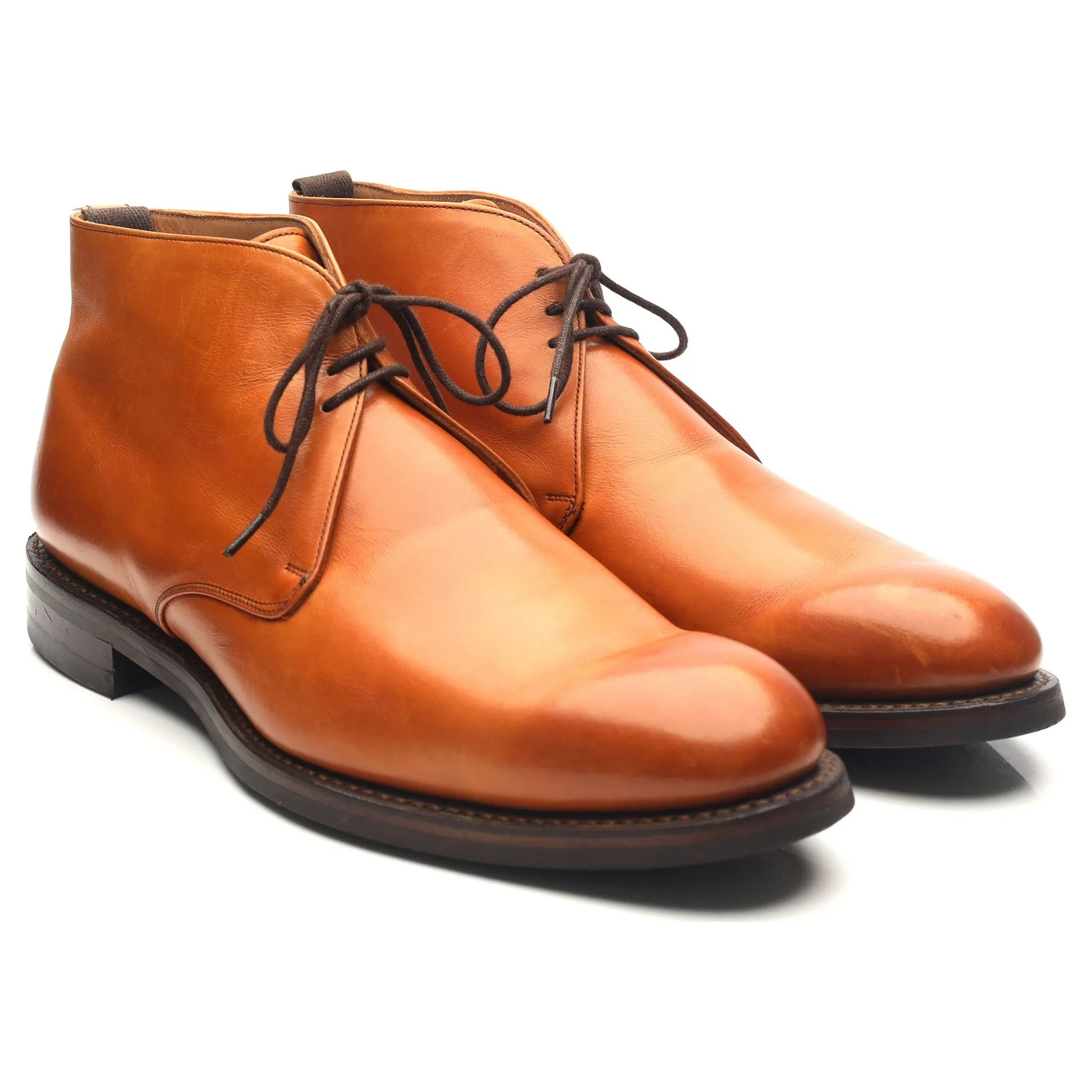 'Jackie III' Tan Brown Leather Chukka Boots UK 10 F