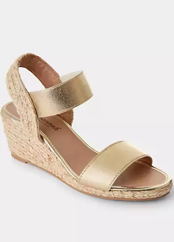 Joe Browns Metallic Gold Wedge Sandals | Grattan