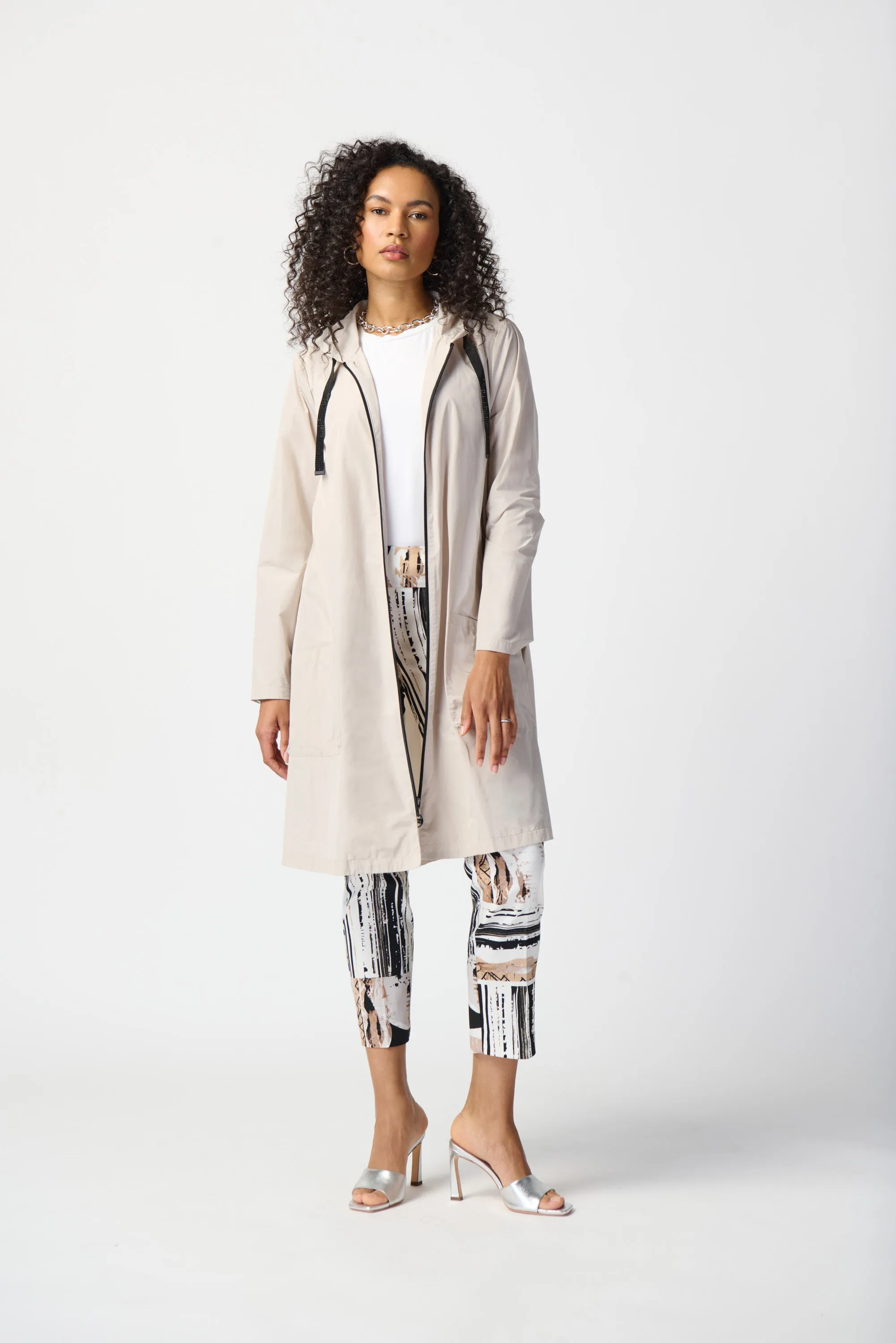 Joseph Ribkoff Memory Woven Hooded Trapeze Coat