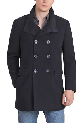 Landing Leathers Men Wing Collar City Wool Blend Pea Coat