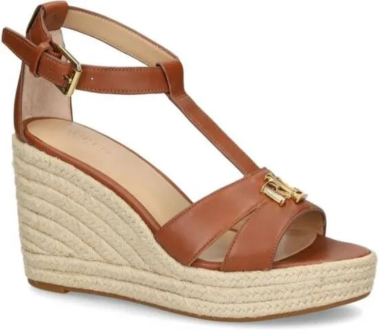 Lauren Ralph Lauren logo-appliqué wedge sandals Brown