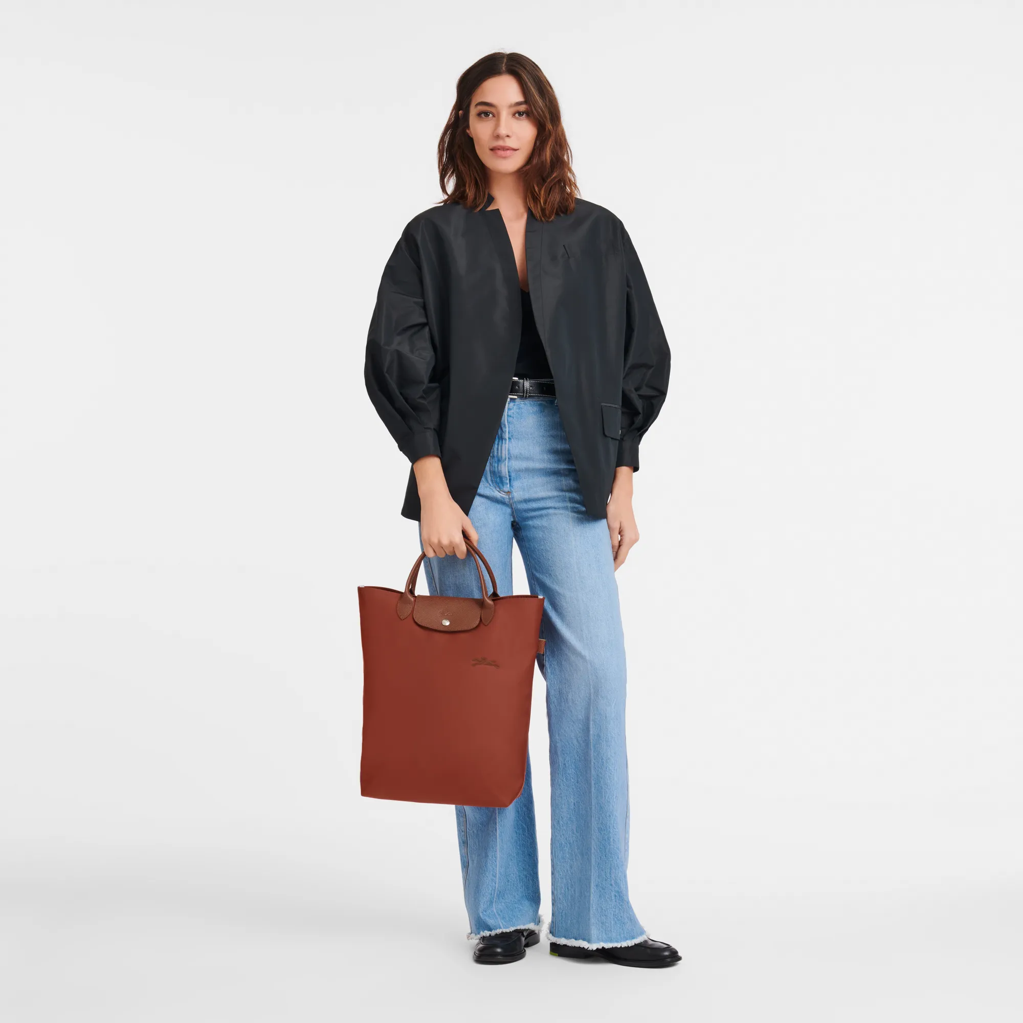 Le Pliage Green M Tote bag Chestnut - Canvas