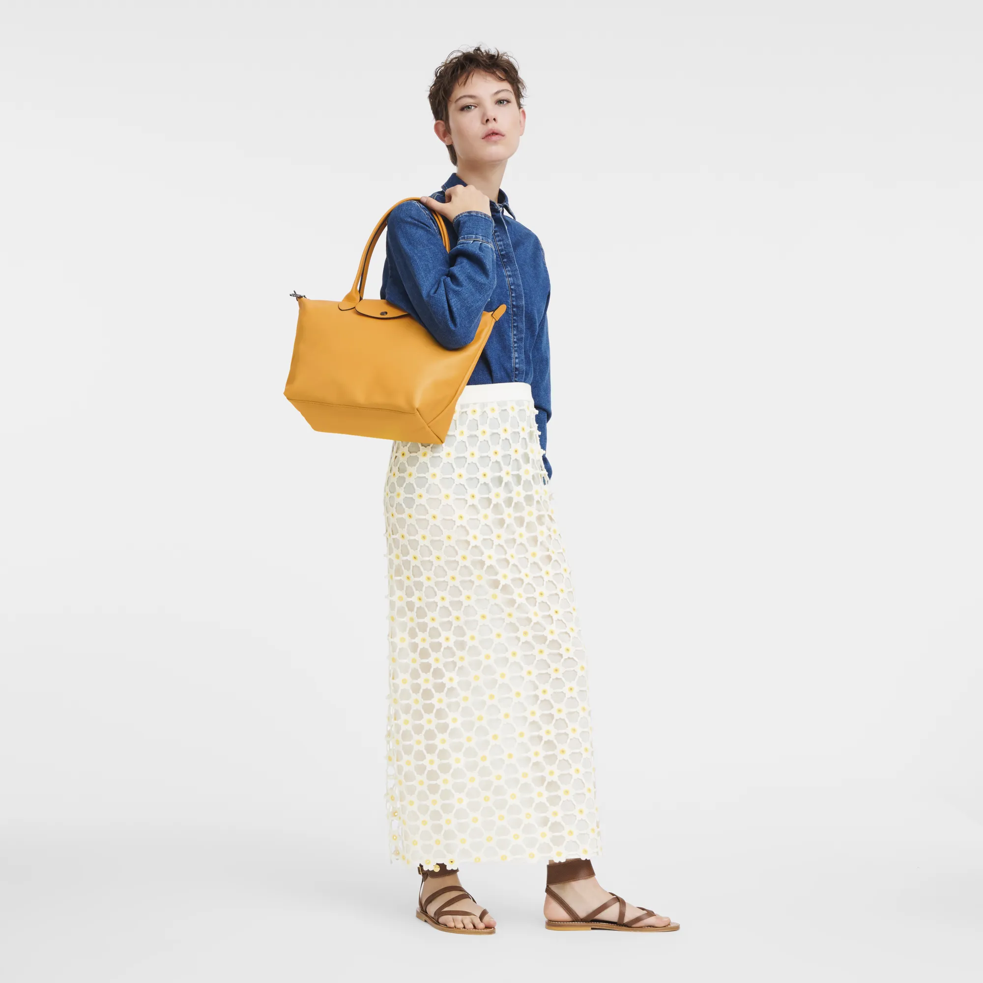 Le Pliage XTRA M Tote bag Apricot - Leather