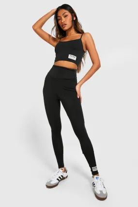 Leggings | Woven Label Detail Gym Leggings | boohoo