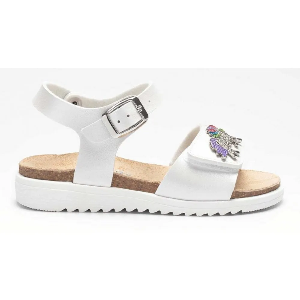 Lelli Kelly Girls Unicorn Metallic White Sandals