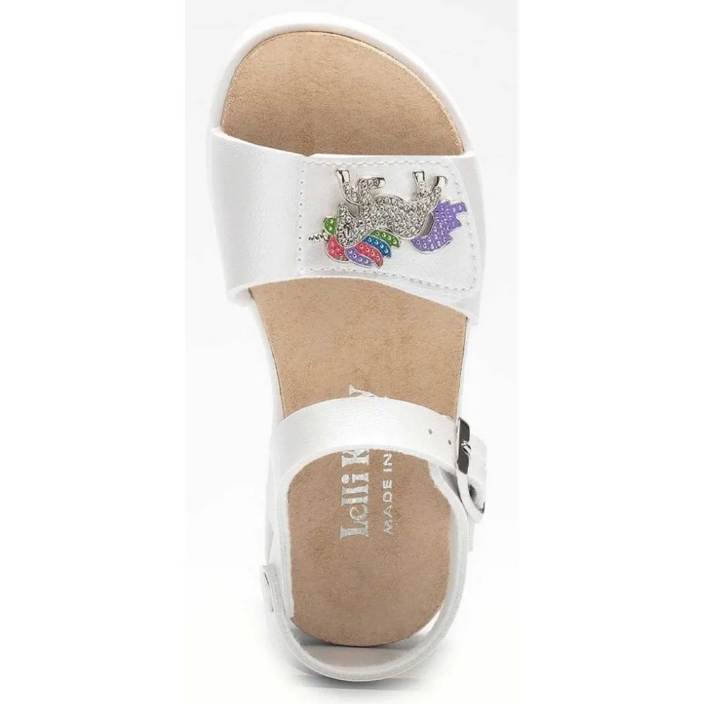 Lelli Kelly Girls Unicorn Metallic White Sandals