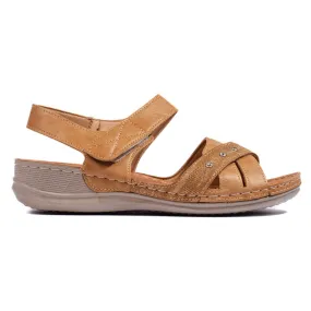 Light camel women's platform sandals brown