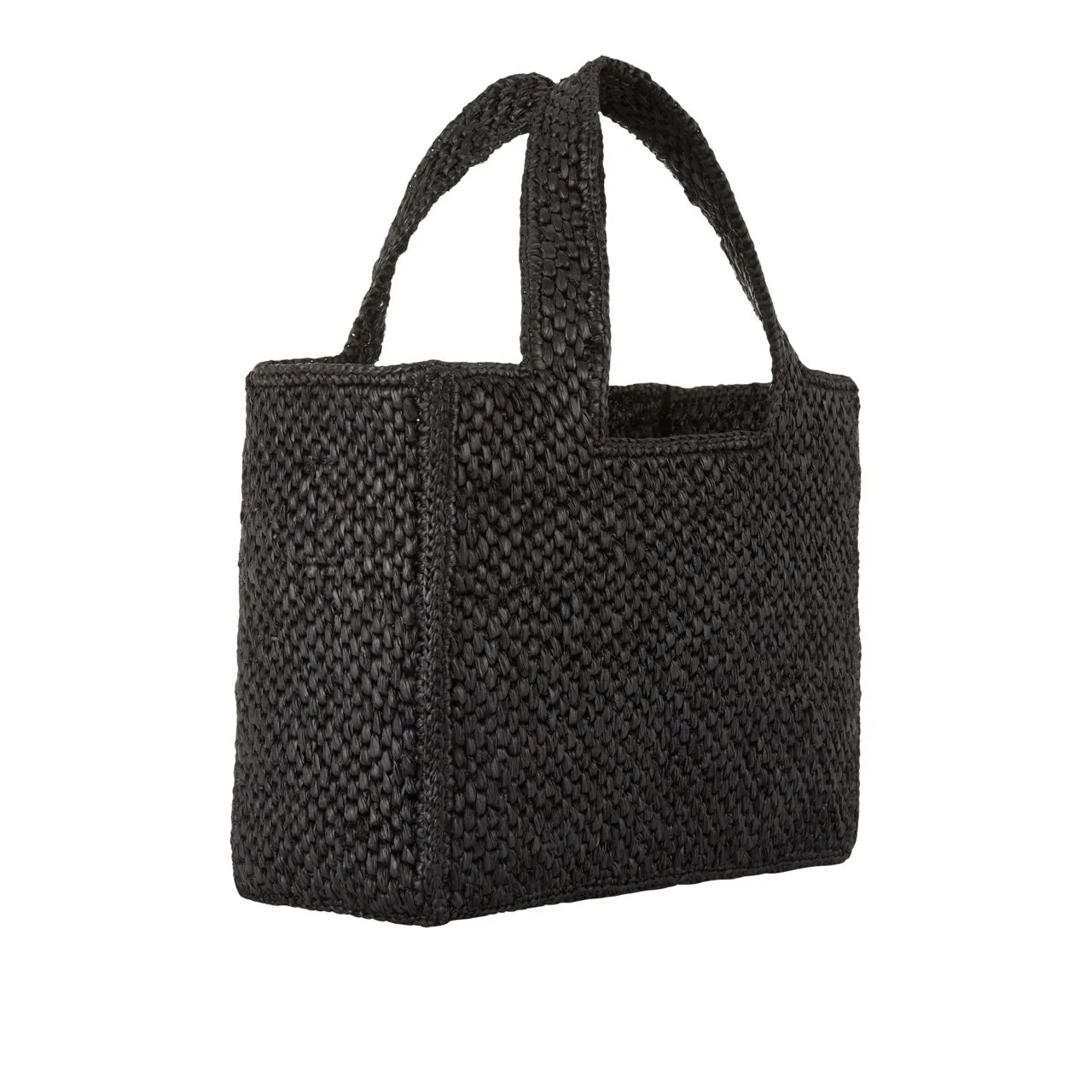 LOEWE PAULAS IBIZA 2024 Logo Font Small Raffia Tote - Black