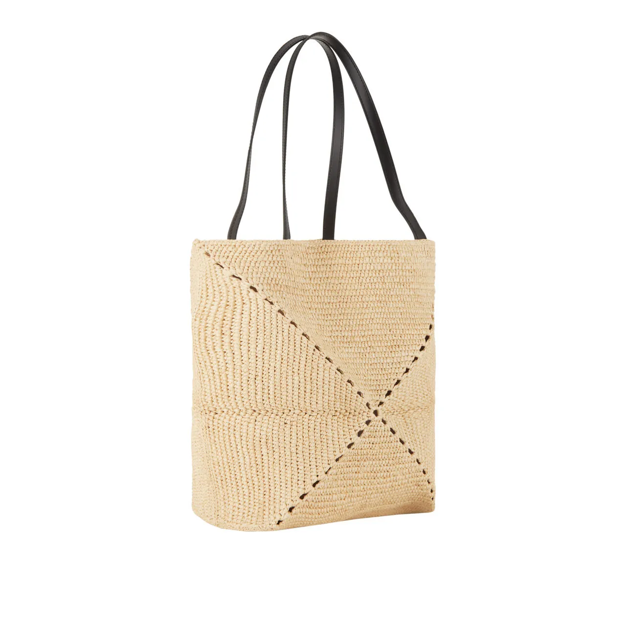 LOEWE PAULAS IBIZA 2024 Puzzle Fold Raffia Medium Tote - Natural