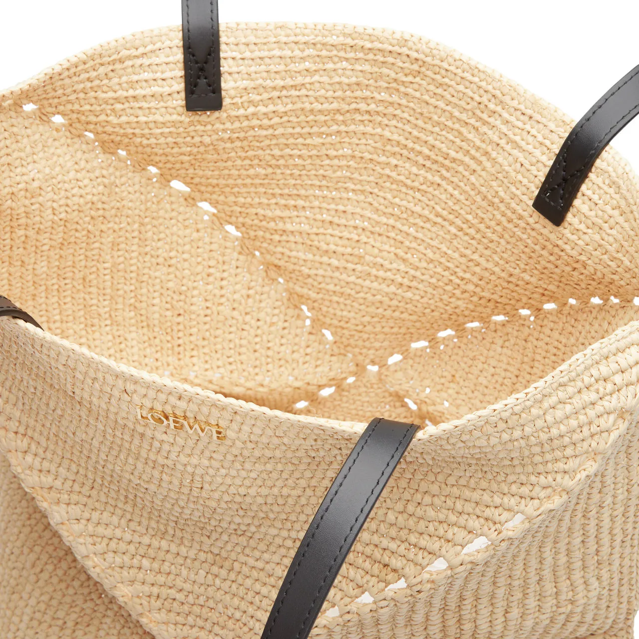 LOEWE PAULAS IBIZA 2024 Puzzle Fold Raffia Medium Tote - Natural