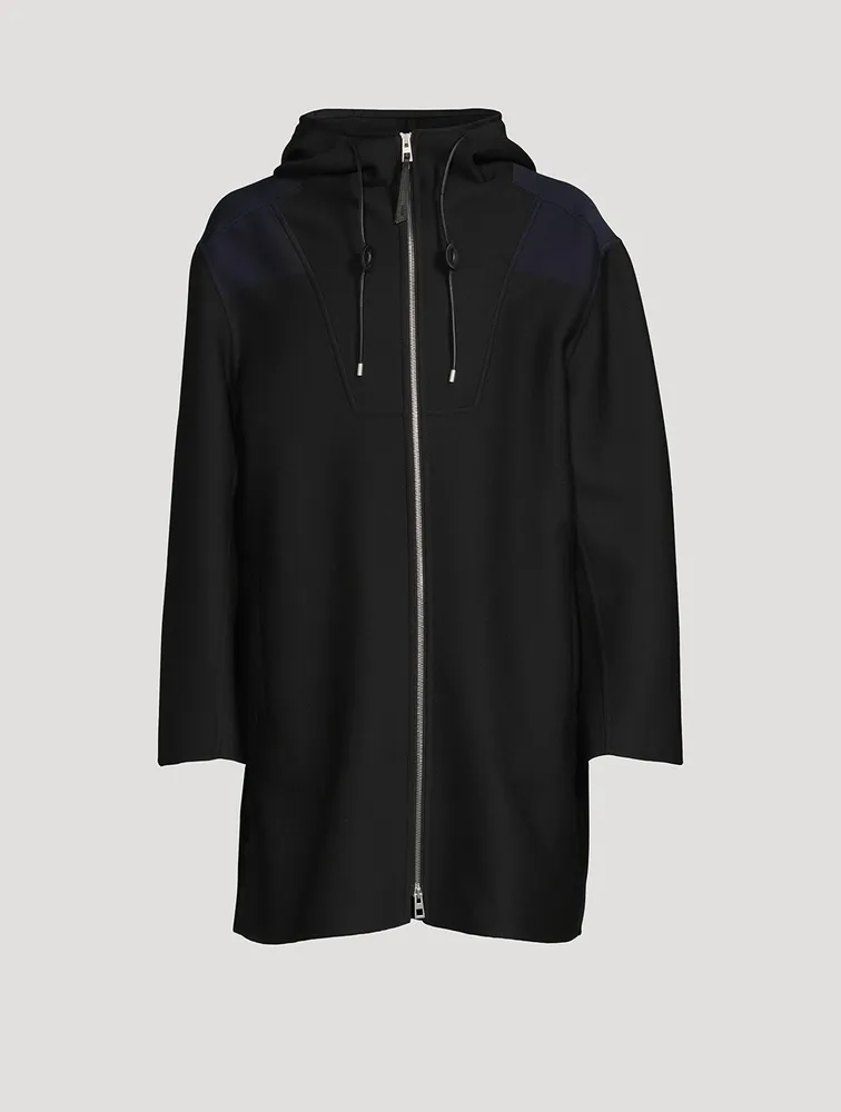 LOEWE Wool And Silk Hooded Anagram Coat