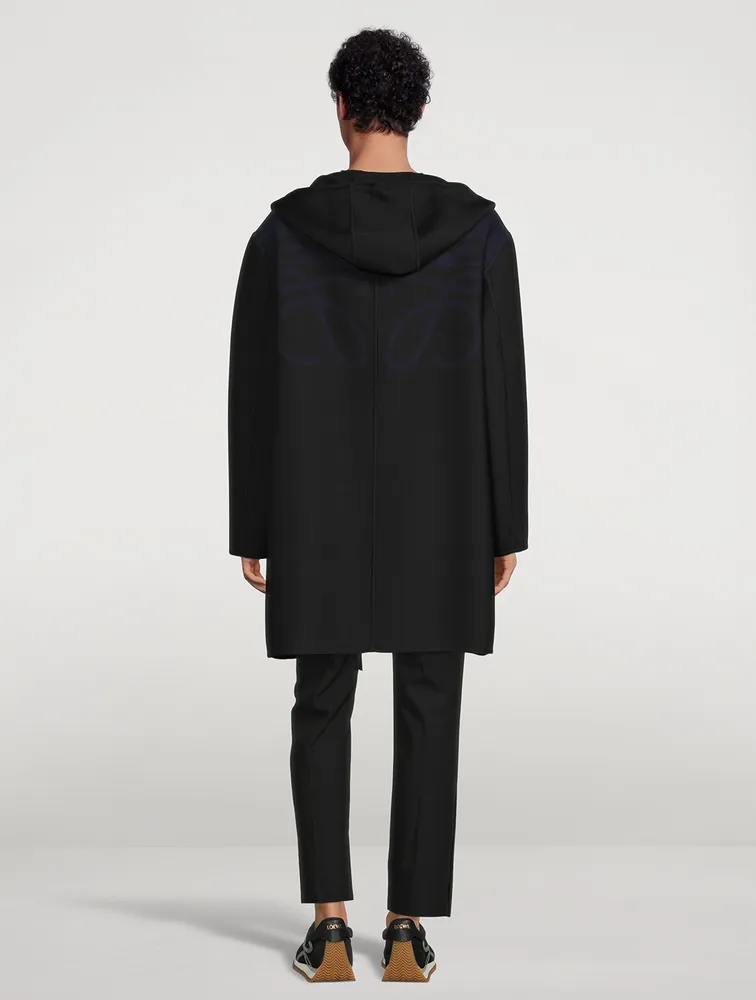 LOEWE Wool And Silk Hooded Anagram Coat