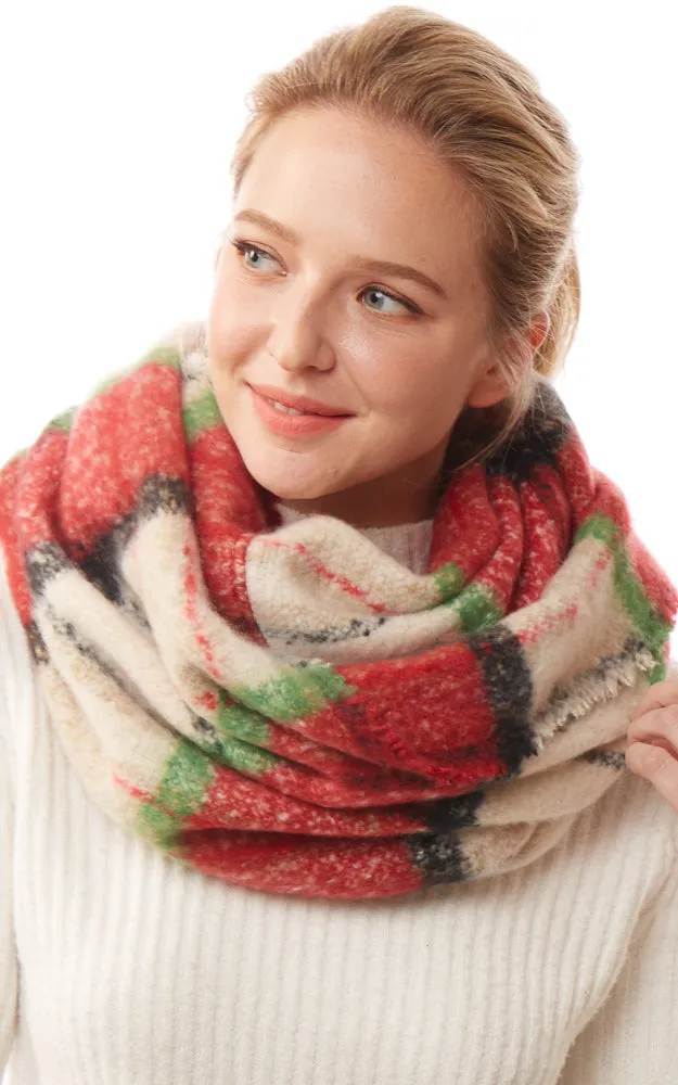 LOF1240 Colorful Plaid Infinity Scarf