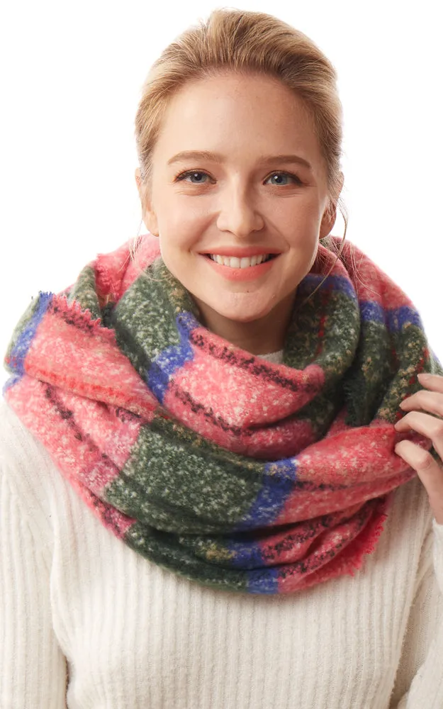 LOF1240 Colorful Plaid Infinity Scarf