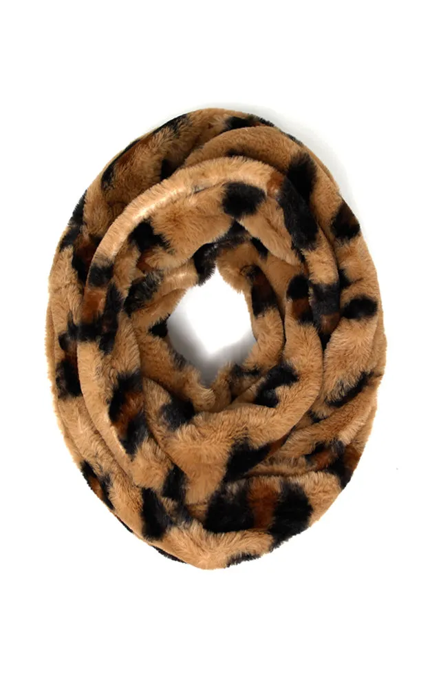 LOF927 Leopard Faux Fur Infinity Scarf