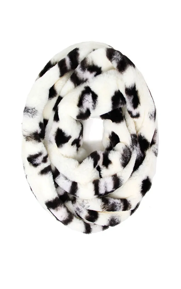 LOF927 Leopard Faux Fur Infinity Scarf